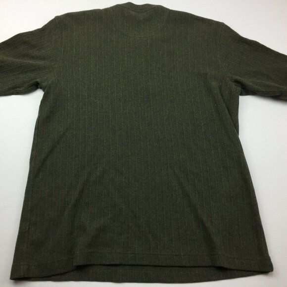 Cherokee Mens Ribbed Olive Green Henley Shirt Casual Short Sleeve Size Medium - Picture 3 of 6